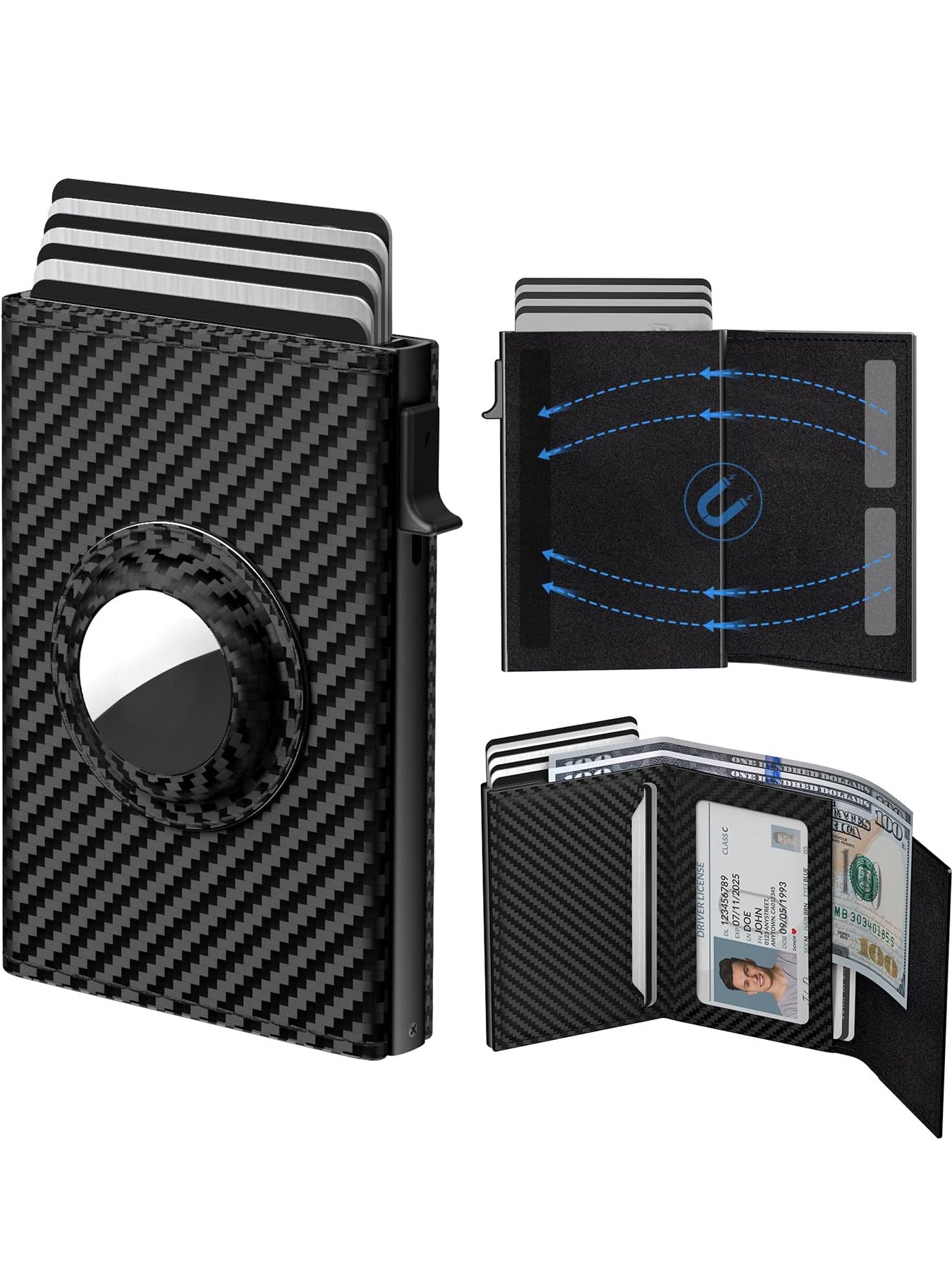 Men's Ultra-Slim AirTag Carbon Fiber Wallet