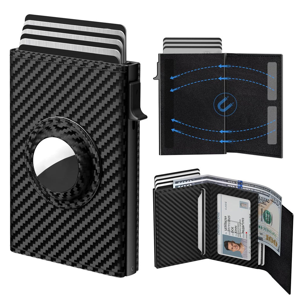 Men's Ultra-Slim AirTag Carbon Fiber Wallet