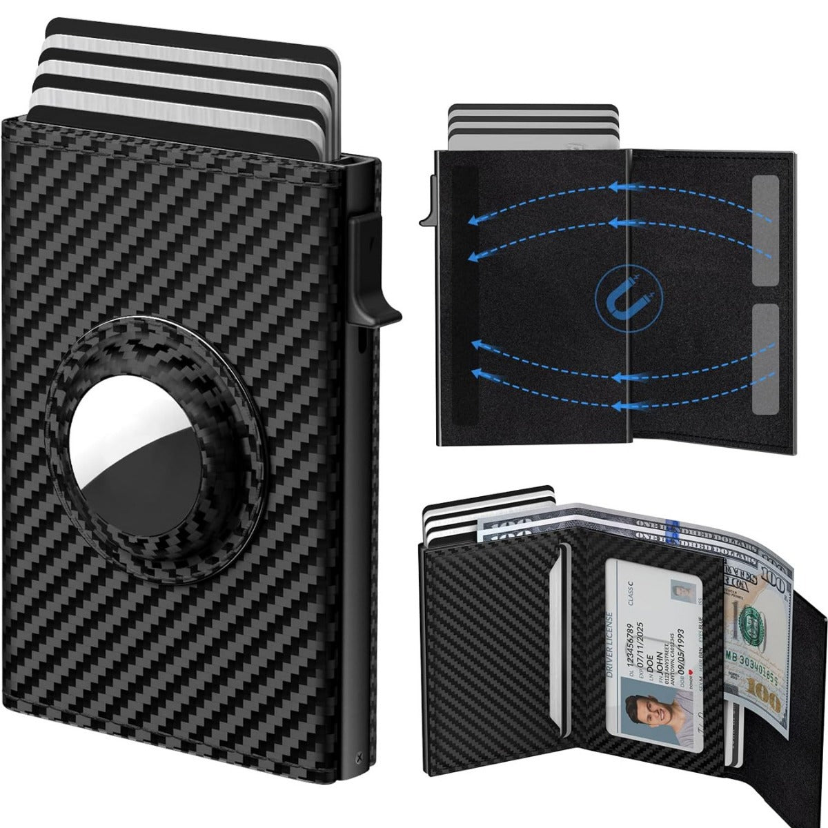 Men's Ultra-Slim AirTag Carbon Fiber Wallet
